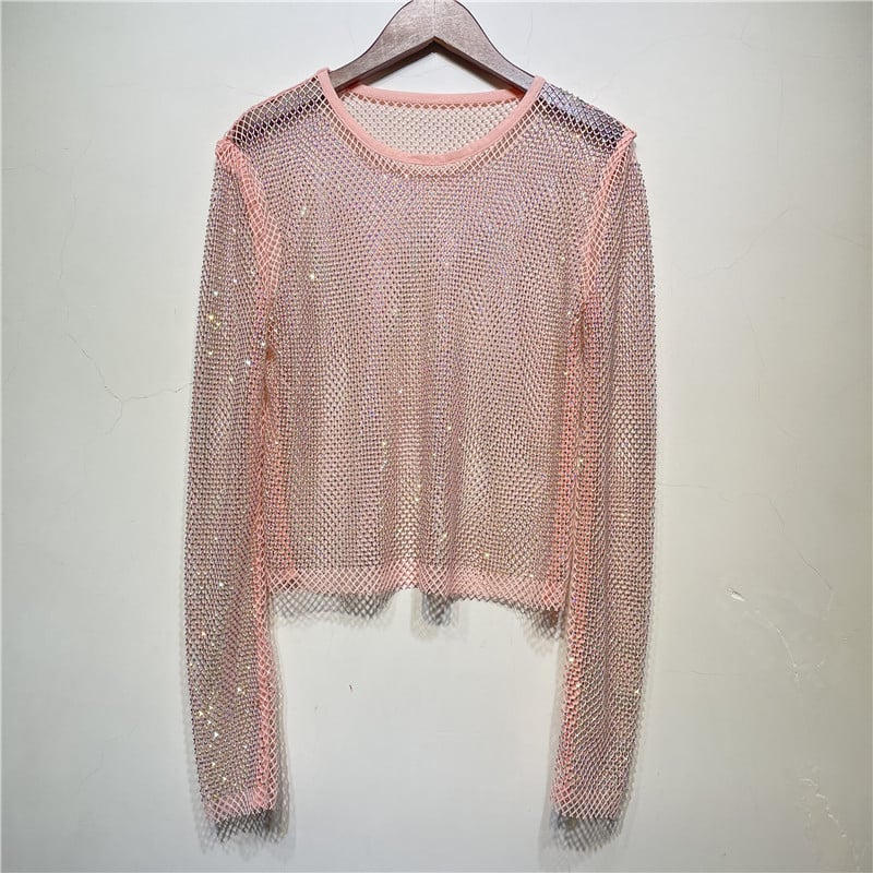 Flawless Diamond Black Diamante Long Sleeve Top