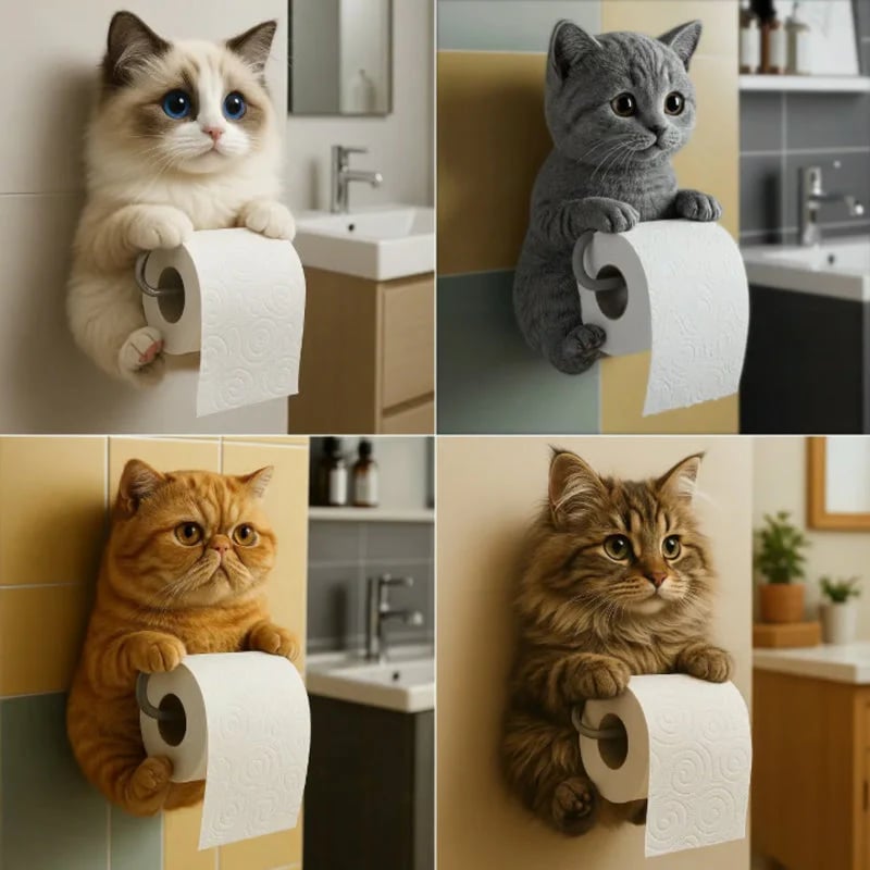 🧻Wall Mount Cat Toilet Paper Holder🐾