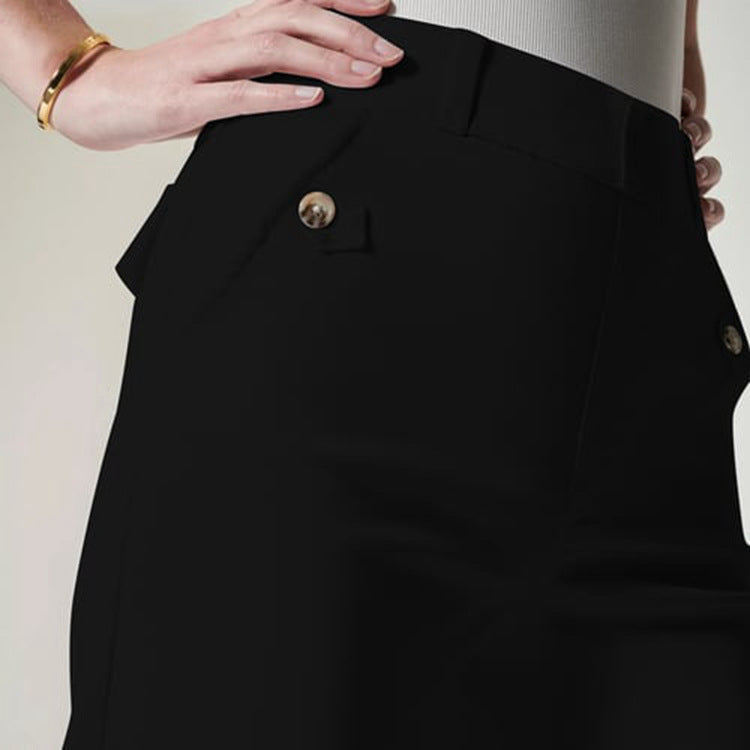 Stretch Twill Cropped Wide Leg Pants