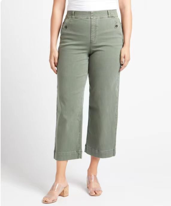 Tummy Control Twill Cropped Wide Leg Pant(Buy 2 Free Shipping)