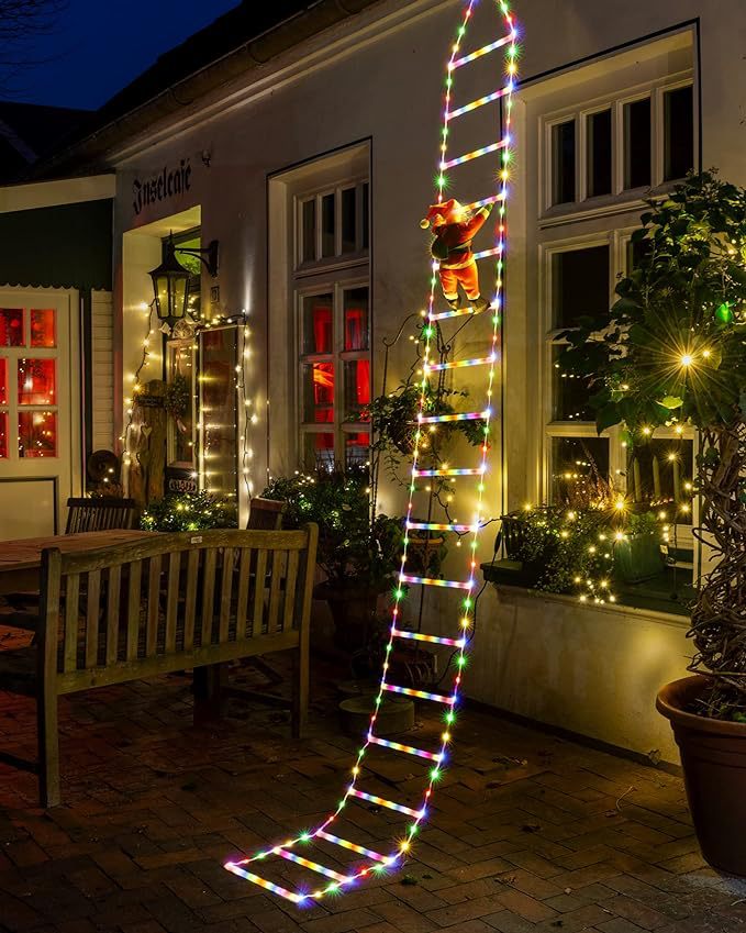 Christmas Decorative Ladder Lights With Santa Claus