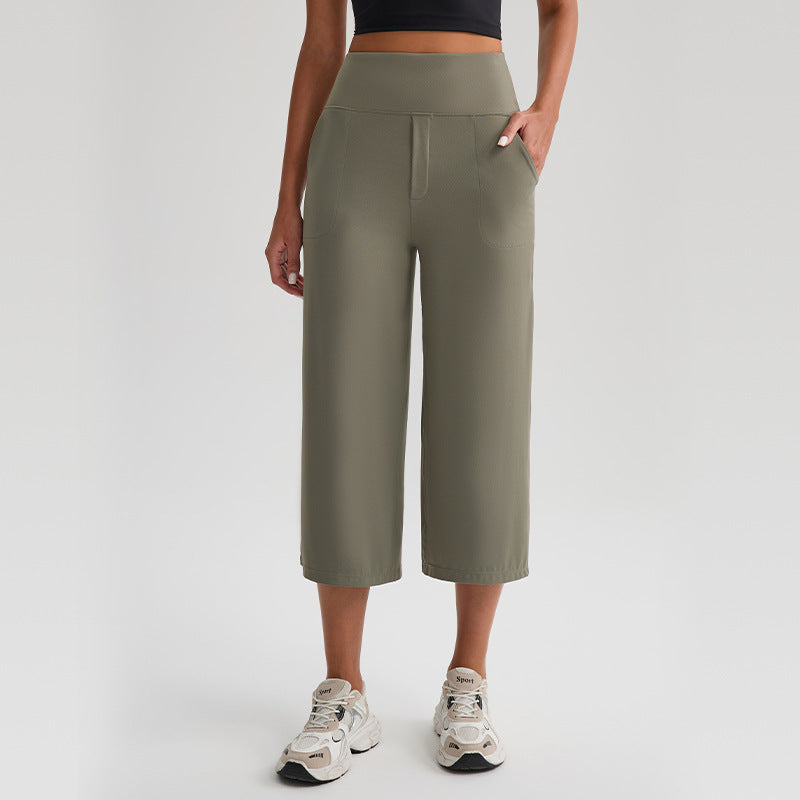 Women's High-Waisted Loose-Fit Cropped Trousers