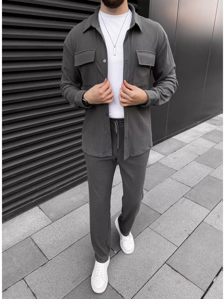Men’s Minimalist Jacket & Pants 2-Piece Set