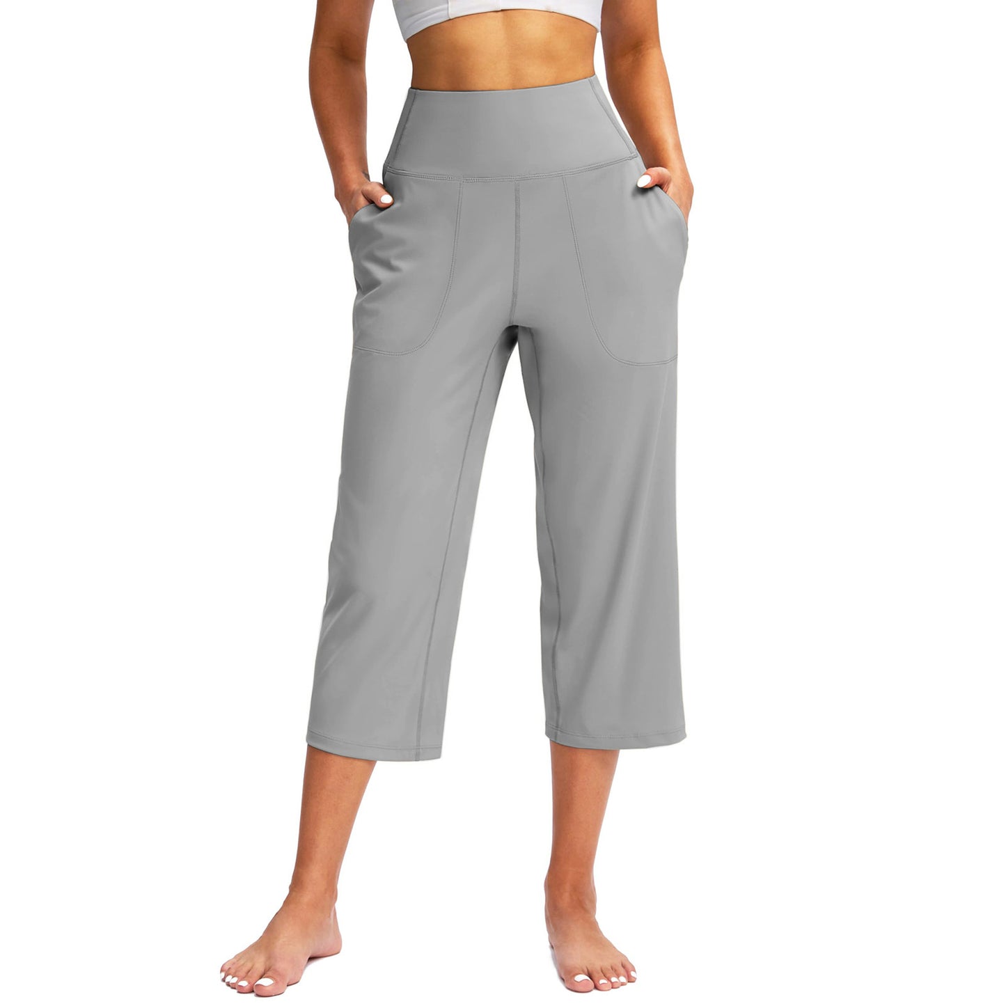 Women's High-Waisted Loose-Fit Cropped Trousers