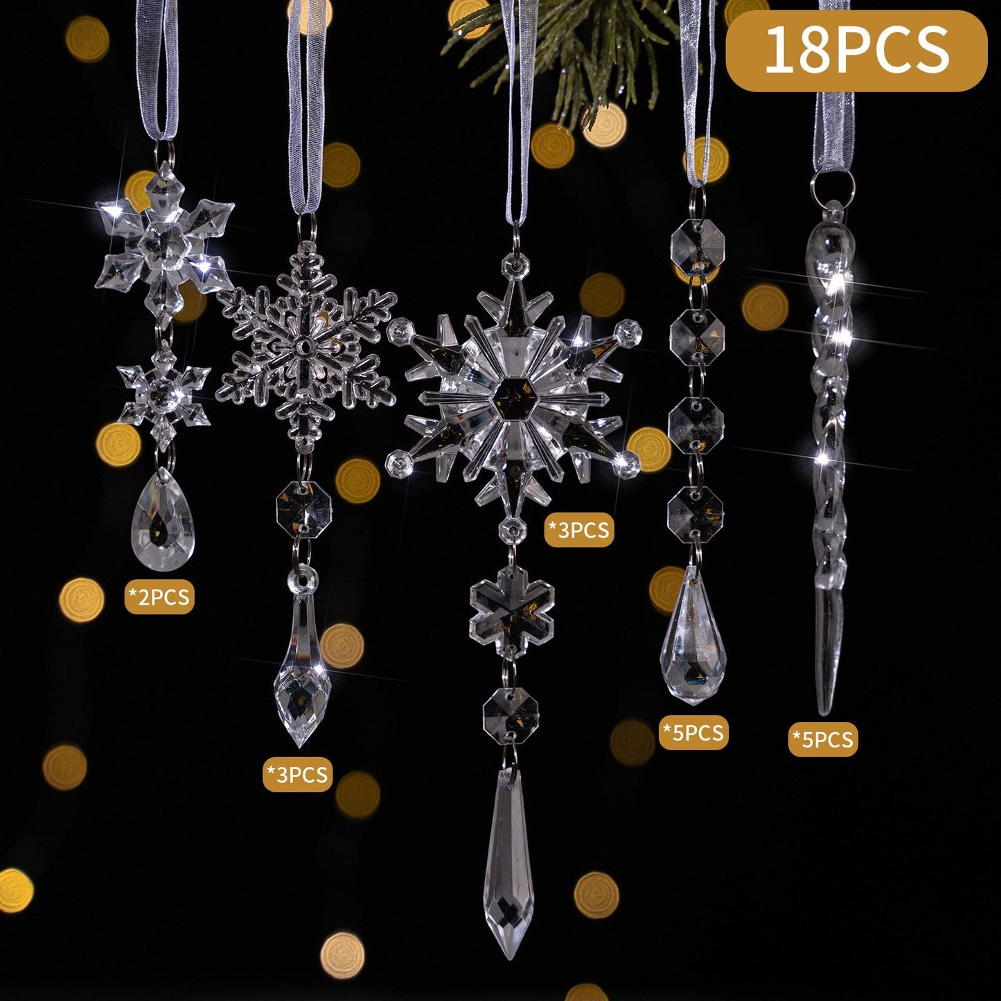 🎅Winter New Year Party Supplies Set - Crystal Snowflake Ornaments For Christmas Tree