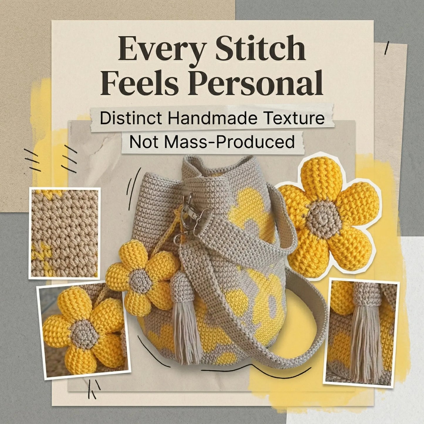 🏆 Promozione 49% DI SCONTO🧵🌸Borsa tote all'uncinetto con fiori fatta a mano 🌼✨