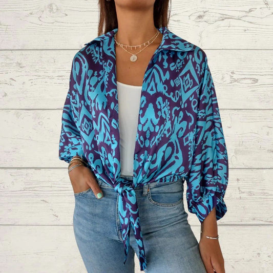 Knotted Lapel Cardigan Shirt Jacket (Buy 2 Free Shipping)