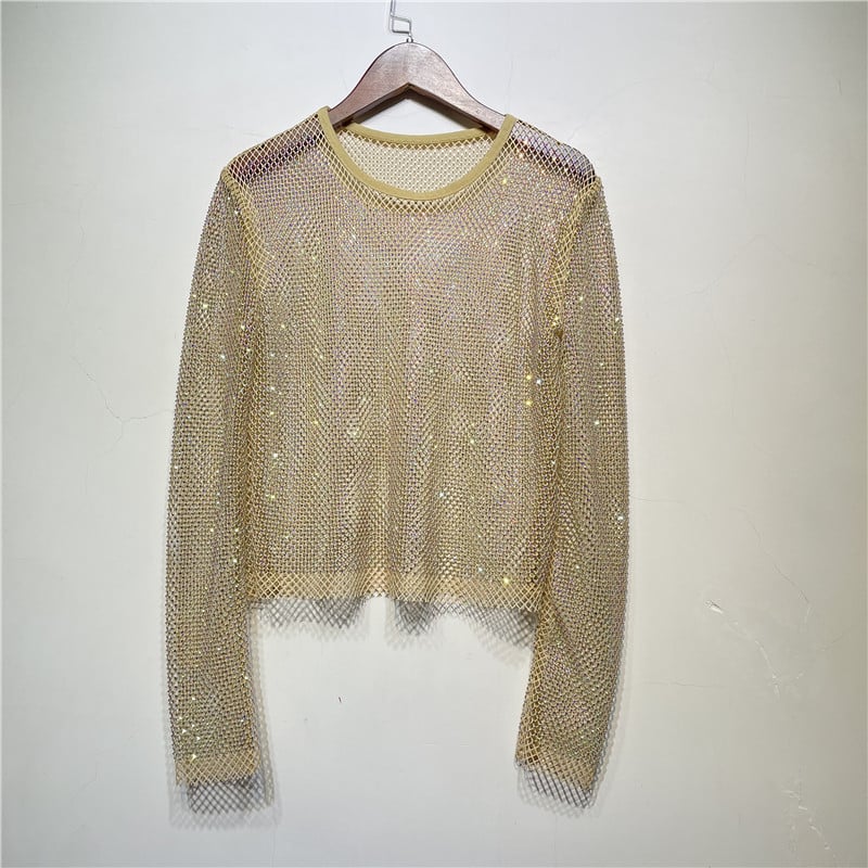 Flawless Diamond Black Diamante Long Sleeve Top