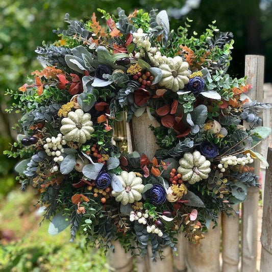 White Pumpkins Ranunculus Wreath