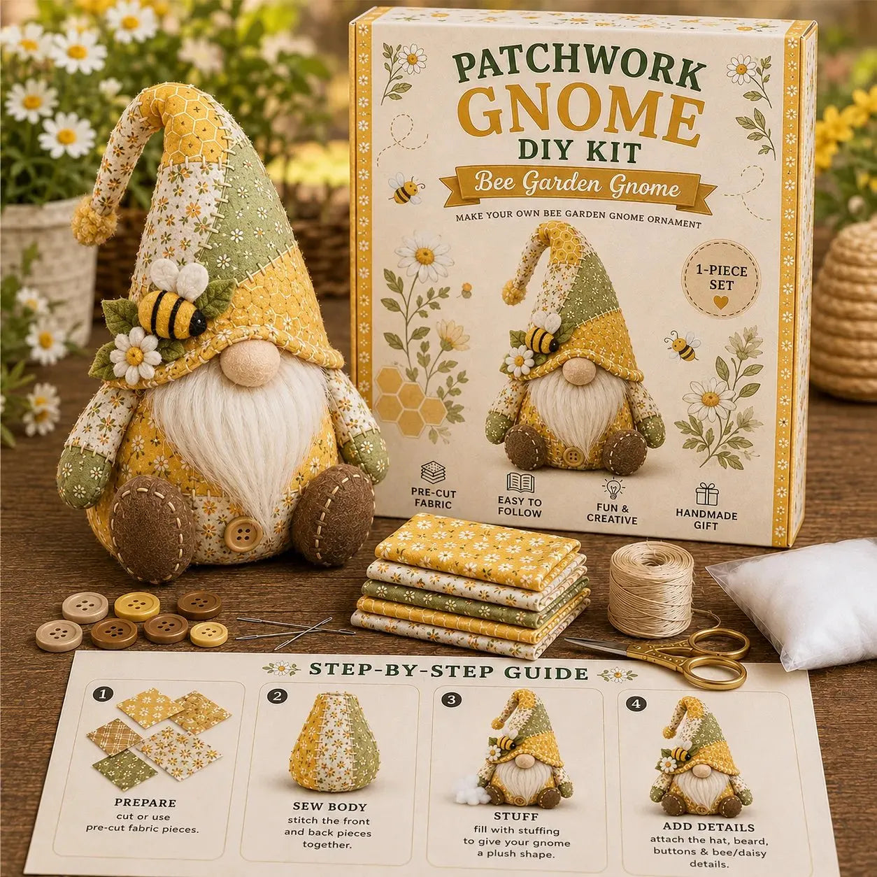 🧵Patchwork-Style Gnome DIY Kit – Create Your Own Adorable Animals