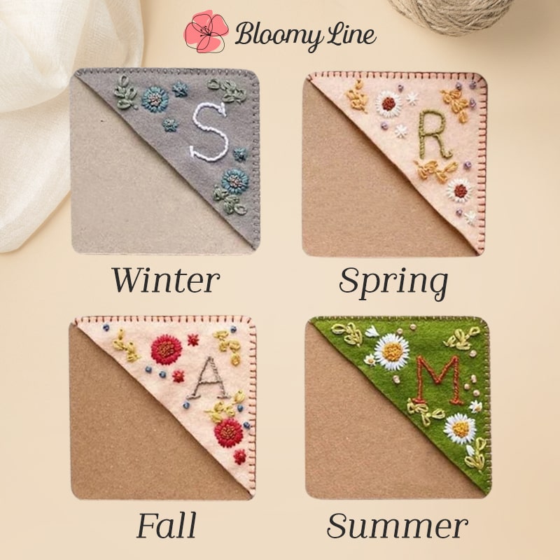 $9.99🔖Personalized Hand Embroidered Corner Bookmark Pattern