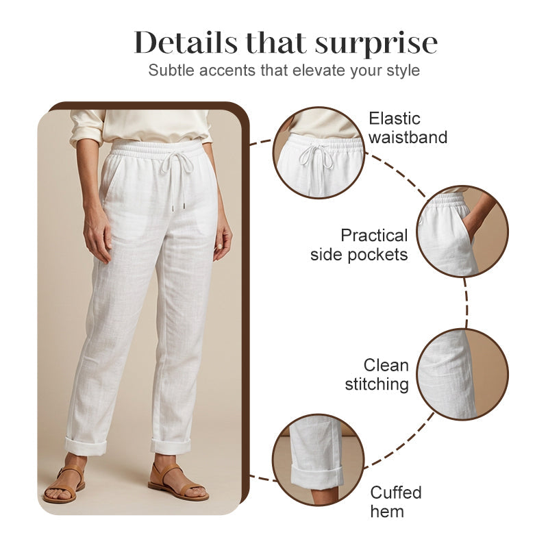🌸Women's Elastic-Waist Cotton-Linen Casual Pants
