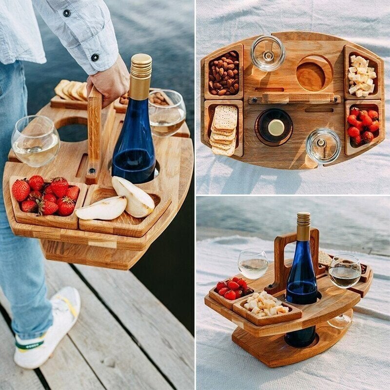 🍷Portable Wooden Outdoor Picnic Wine Table