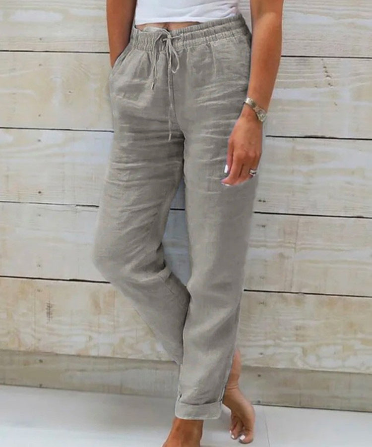 🌸Women's Elastic-Waist Cotton-Linen Casual Pants