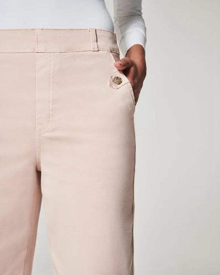 Stretch Twill Cropped Wide Leg Pants