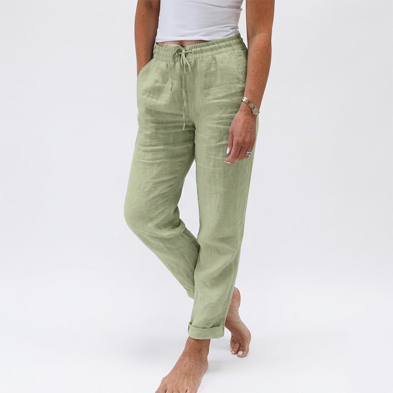 🌸Women's Elastic-Waist Cotton-Linen Casual Pants