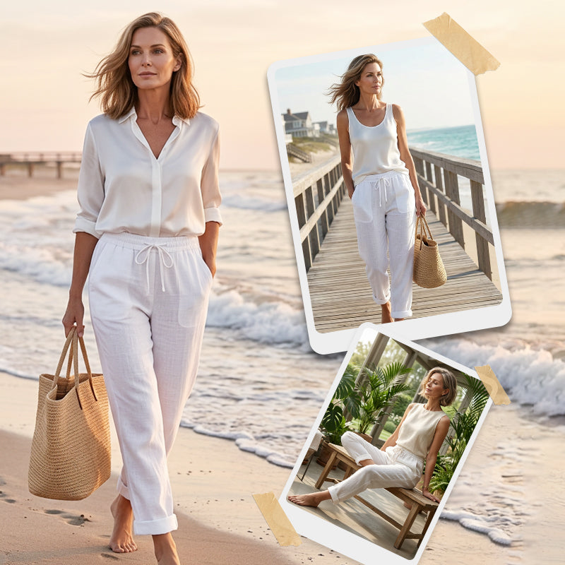 🌸Women's Elastic-Waist Cotton-Linen Casual Pants