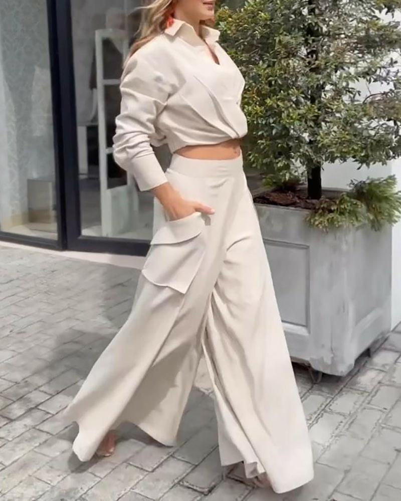 Pure Color Loose Shirt Shorts Casual Two-Piece Suit
