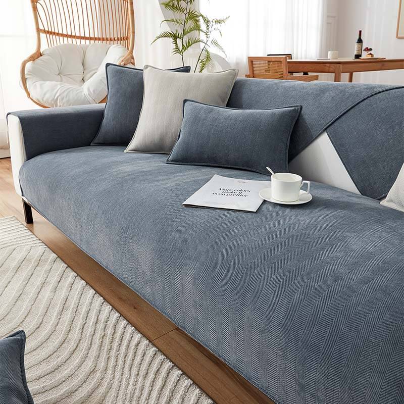Solid Color Chenille Non-Slip Sofa Cover