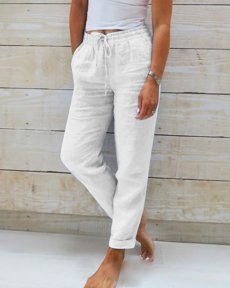 🌸Women's Elastic-Waist Cotton-Linen Casual Pants