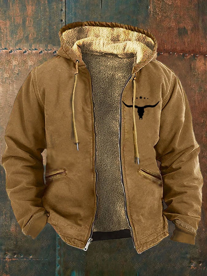 Men's retro western winter fleece jacket