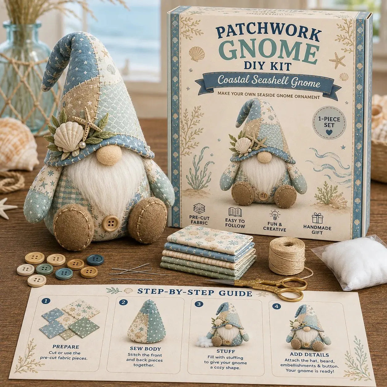 🧵Patchwork-Style Gnome DIY Kit – Create Your Own Adorable Animals