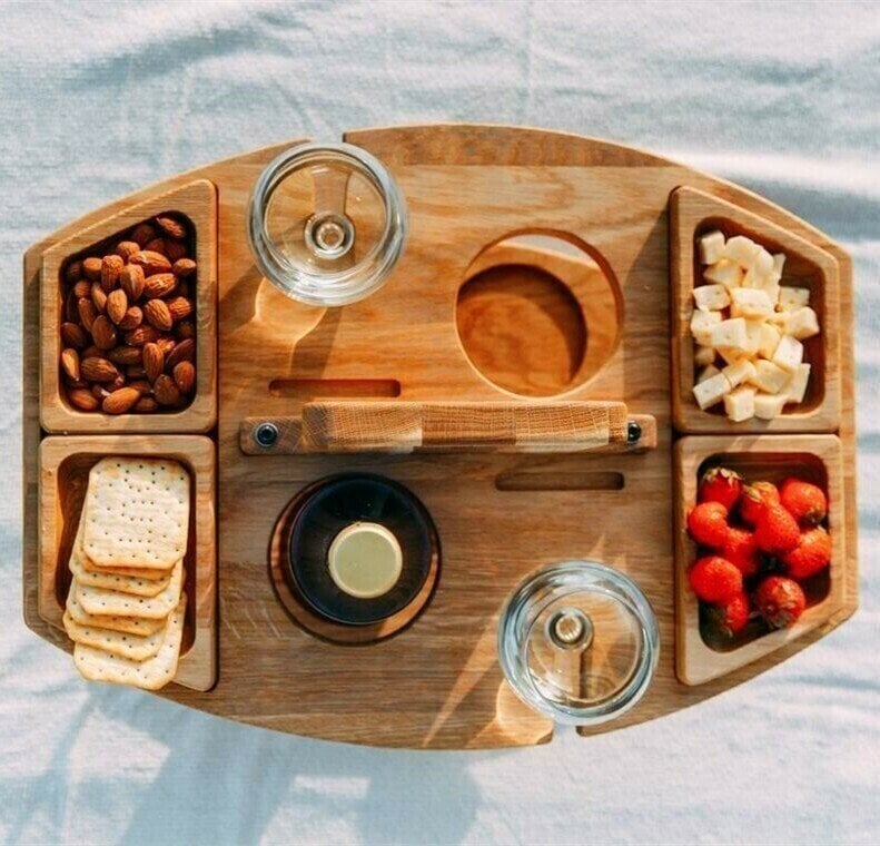 🍷Portable Wooden Outdoor Picnic Wine Table