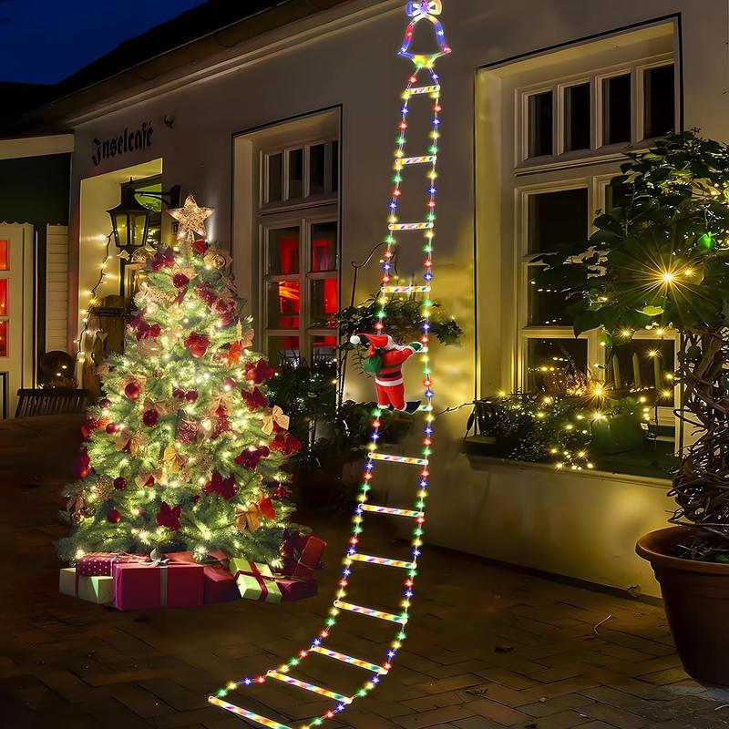 Christmas Decorative Ladder Lights With Santa Claus
