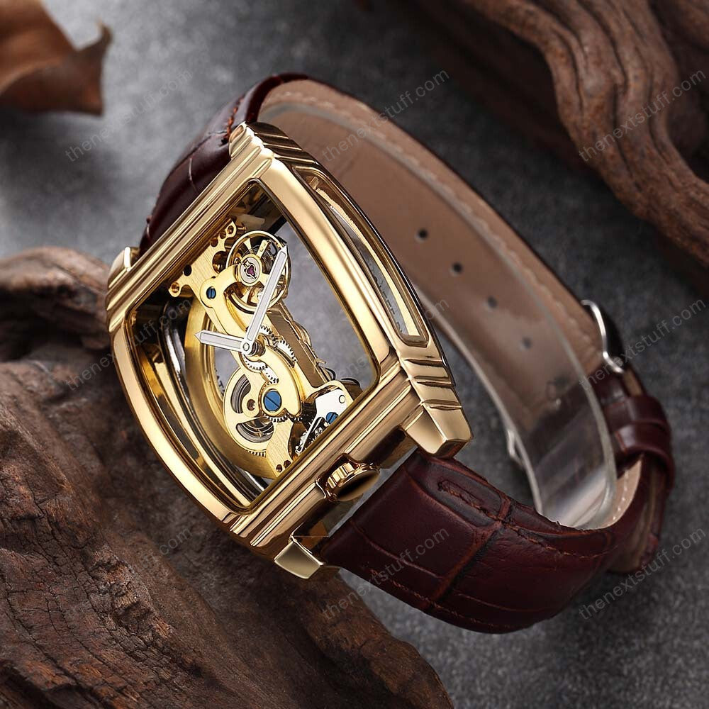 Transparent Automatic Mechanical Steampunk Skull Luxury Gear Watch