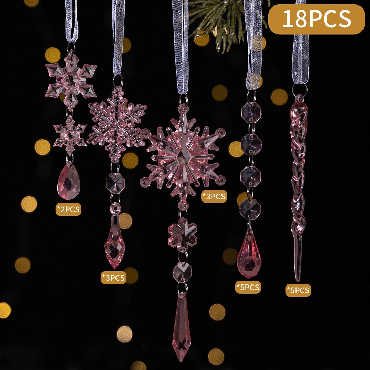 🎅Winter New Year Party Supplies Set - Crystal Snowflake Ornaments For Christmas Tree