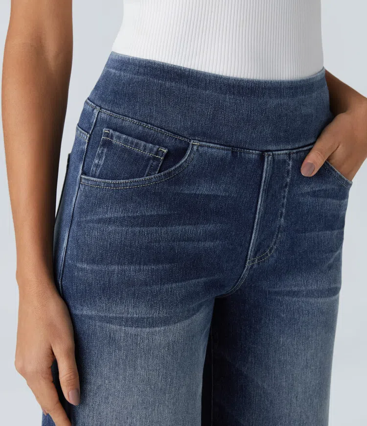 Super Stretch High-Waisted Wide Leg Jeans