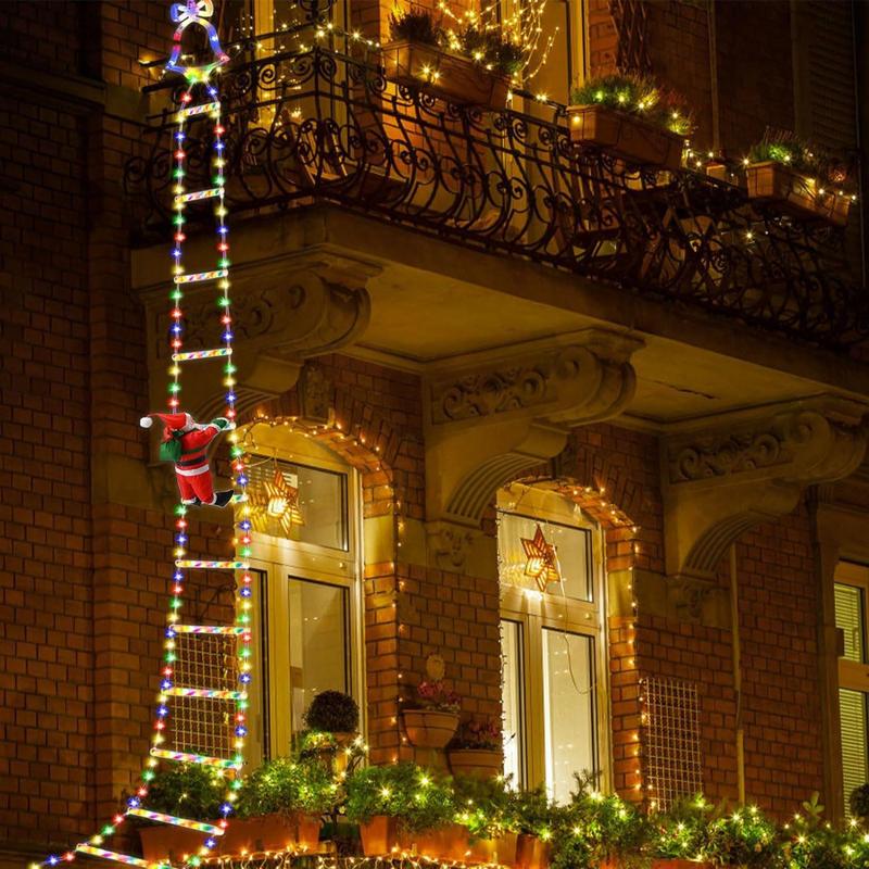 Christmas Decorative Ladder Lights With Santa Claus