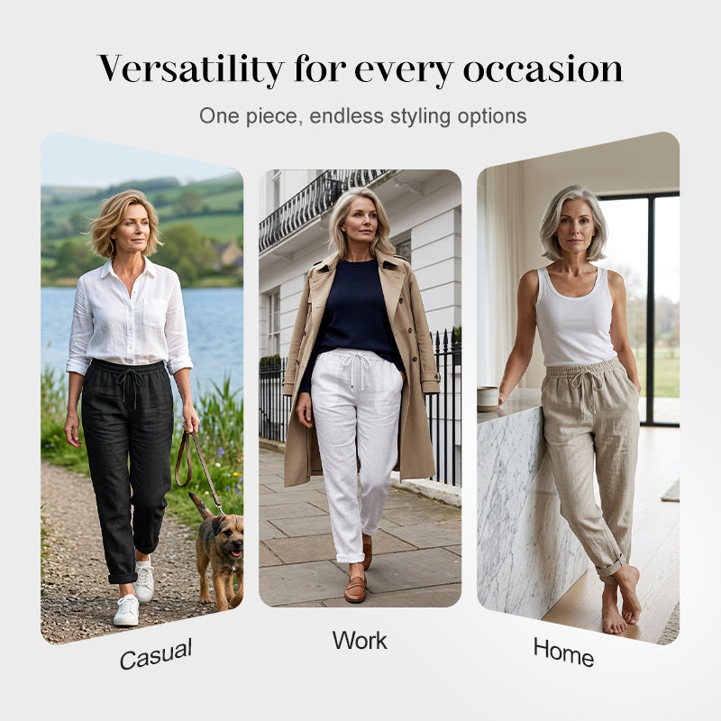 🌸Women's Elastic-Waist Cotton-Linen Casual Pants