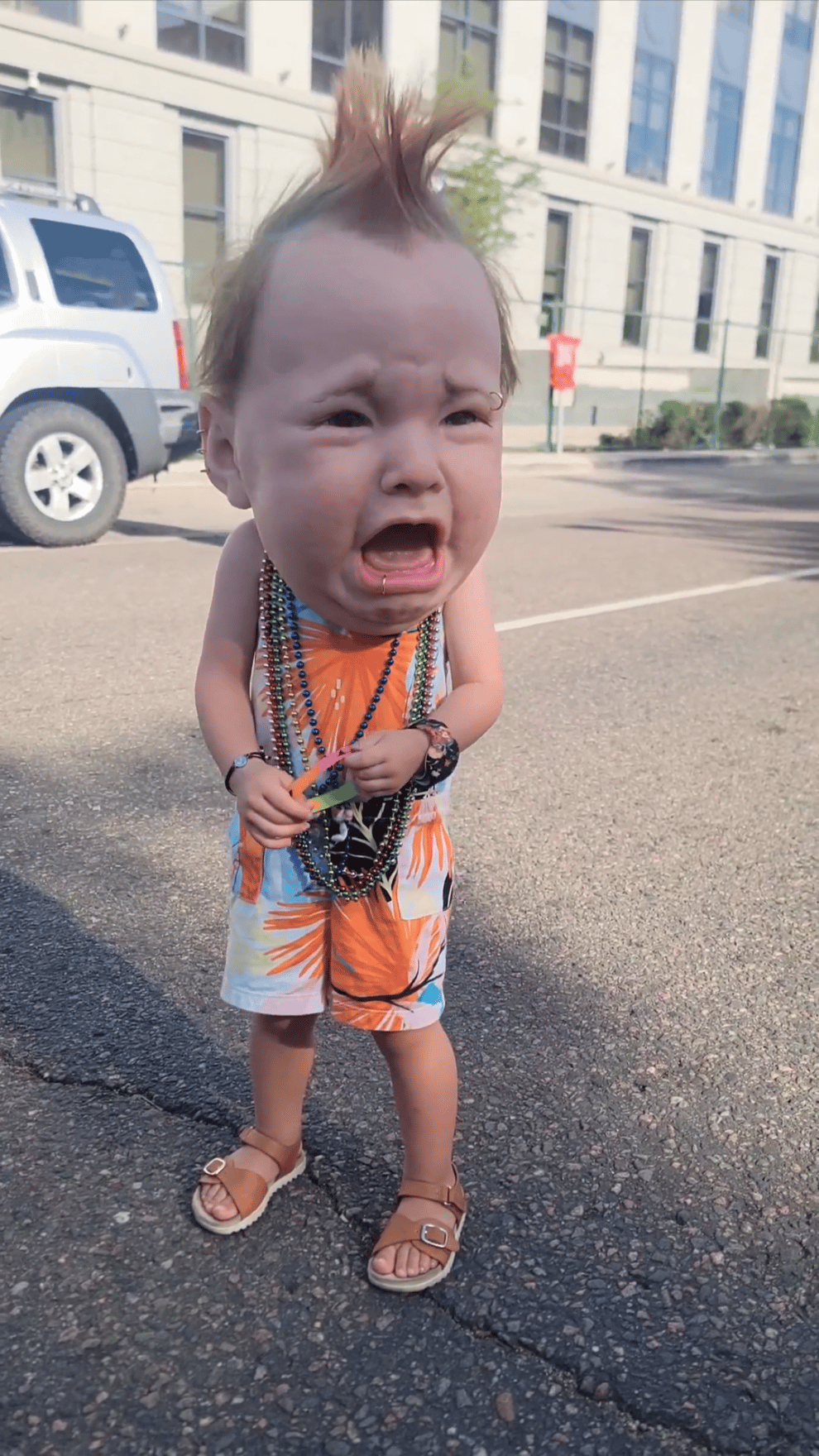 🎃2024 Halloween Hot Sale - Crying Punk Baby Funny Latex Head Masks