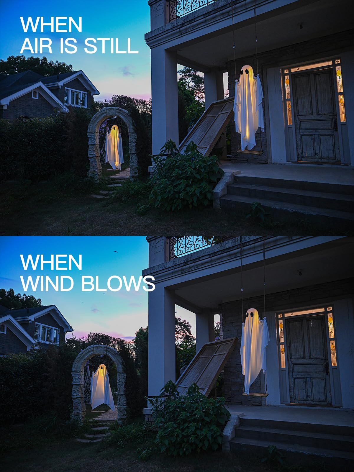 🔥Hanging Swing Ghost Halloween Decor with String Lights