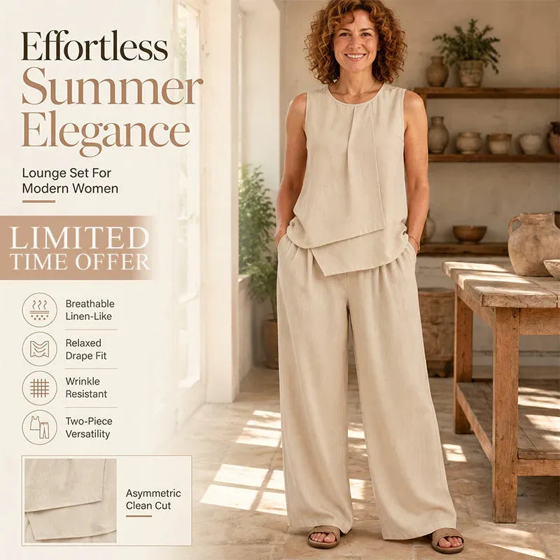 Women's Asymmetric Top & Wide-Leg Pants Set