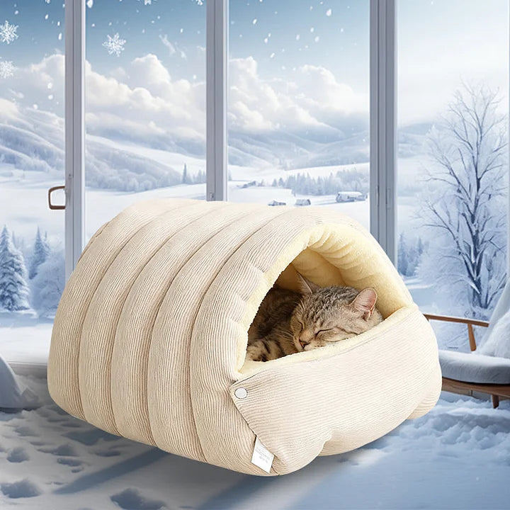🐾Plush Pet Cave - Ultra-Soft Warm Bed with Breathable Design for Cats & Small Dogs