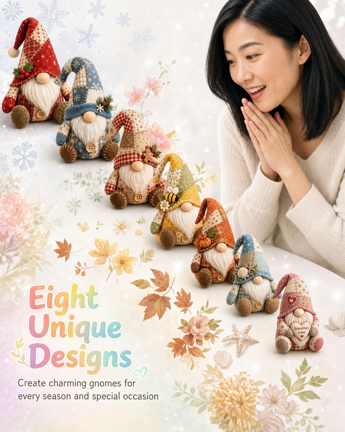 🧵Patchwork-Style Gnome DIY Kit – Create Your Own Adorable Animals