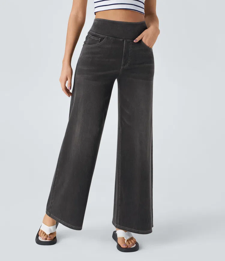 Super Stretch High-Waisted Wide Leg Jeans