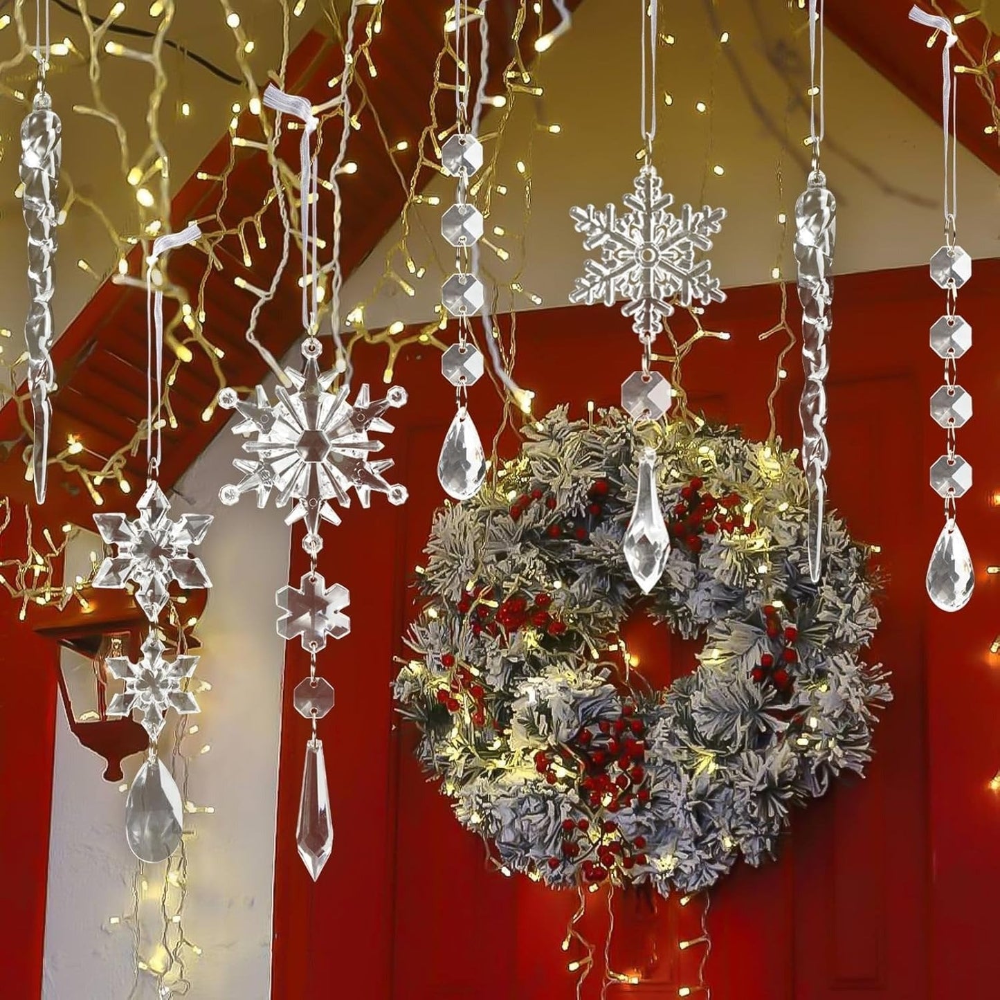 🎅Winter New Year Party Supplies Set - Crystal Snowflake Ornaments For Christmas Tree