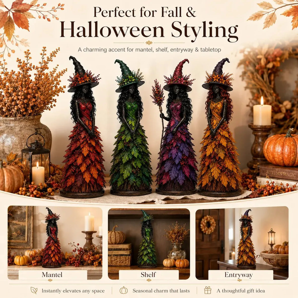 🪄🔮Cottagecore Fall Decor Idea - Magical Enchanted Witch Figurine