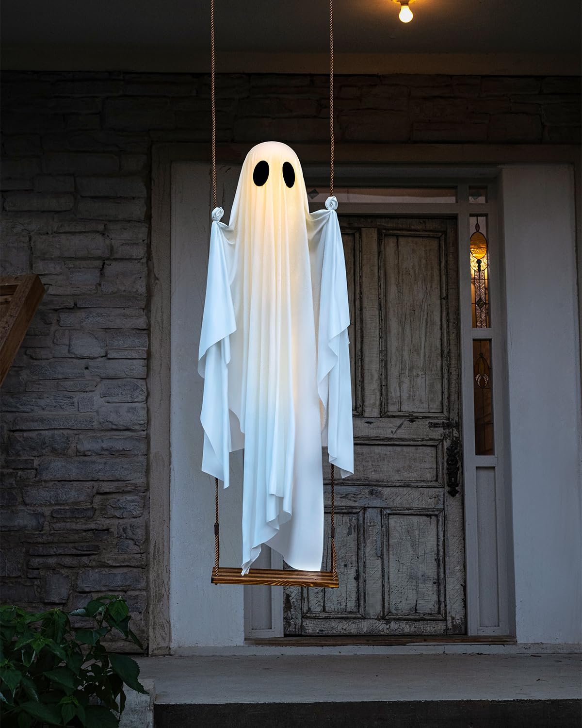 🔥Hanging Swing Ghost Halloween Decor with String Lights