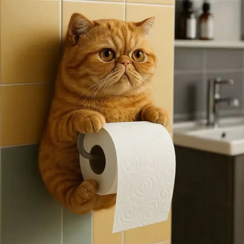 🧻Wall Mount Cat Toilet Paper Holder🐾