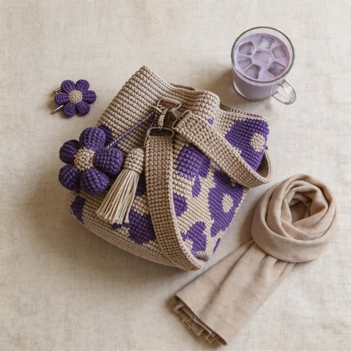 🏆 Promozione 49% DI SCONTO🧵🌸Borsa tote all'uncinetto con fiori fatta a mano 🌼✨
