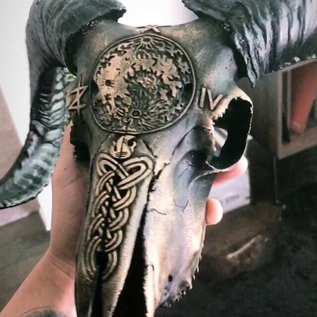 Carved Ram Skull