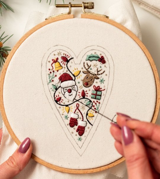 💖DIY Heart Shaped Hand Embroidered Christmas Ornament/Ornament Kit
