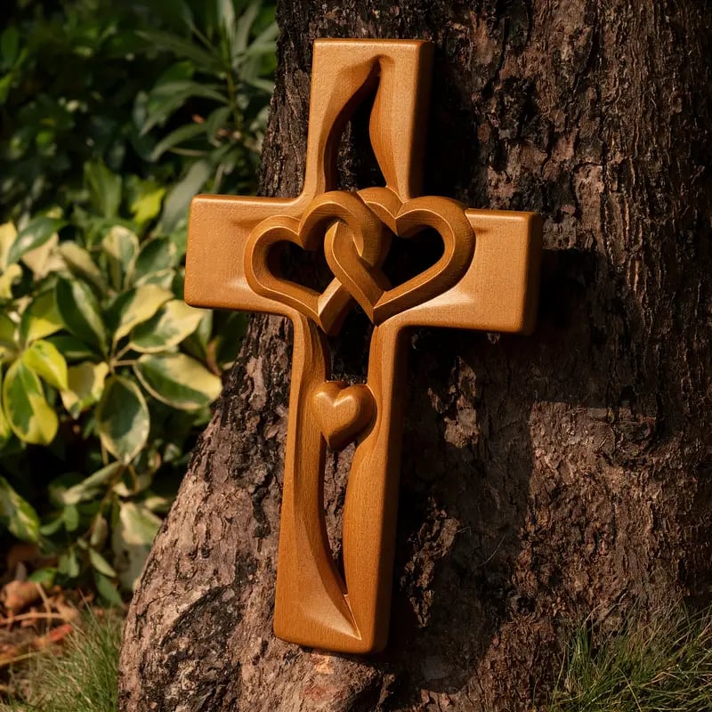 Intertwined Heart Wooden Cross(6.3*9.8 in)