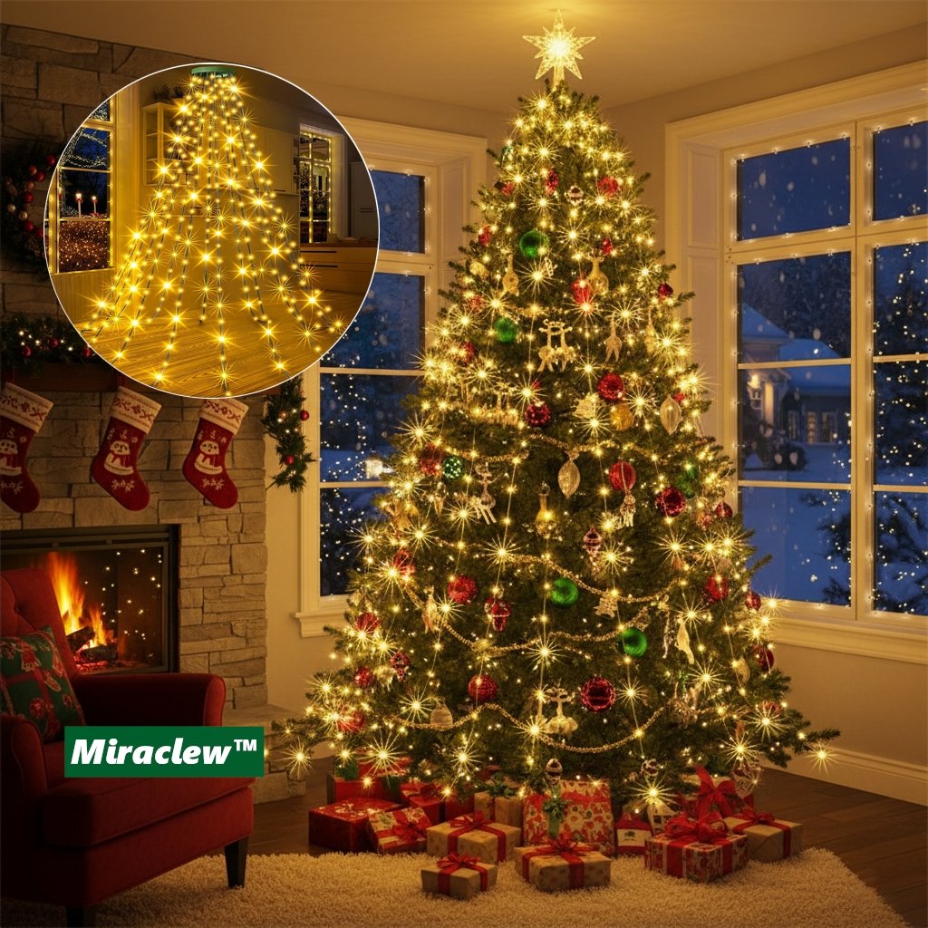 🎄Waterproof Christmas Tree Waterfall Lights With Ring
