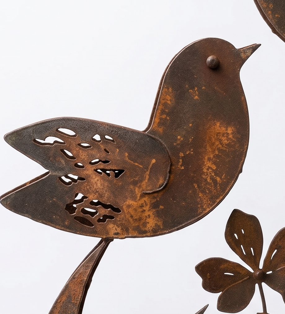 🕊️Lark & Iron Rustic Metal Bird & Wildflower Garden Stake