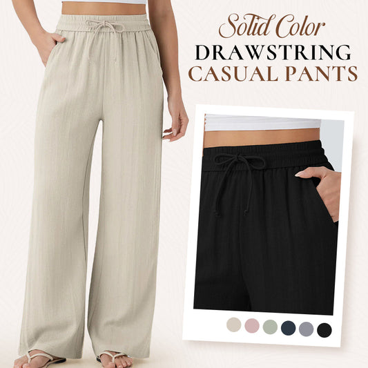 ✨Lightweight Linen Pants Solid Color Drawstring Casual Pants